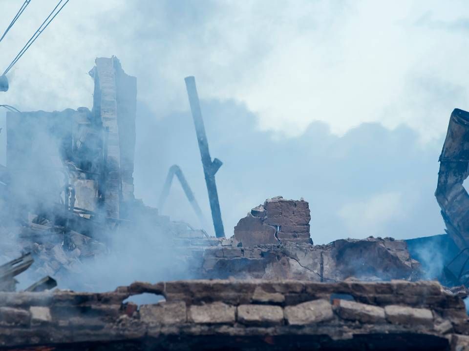 Resterne af det nedbrændte badehotel i Nordjylland. | Foto: Rene Schütze, Polfoto