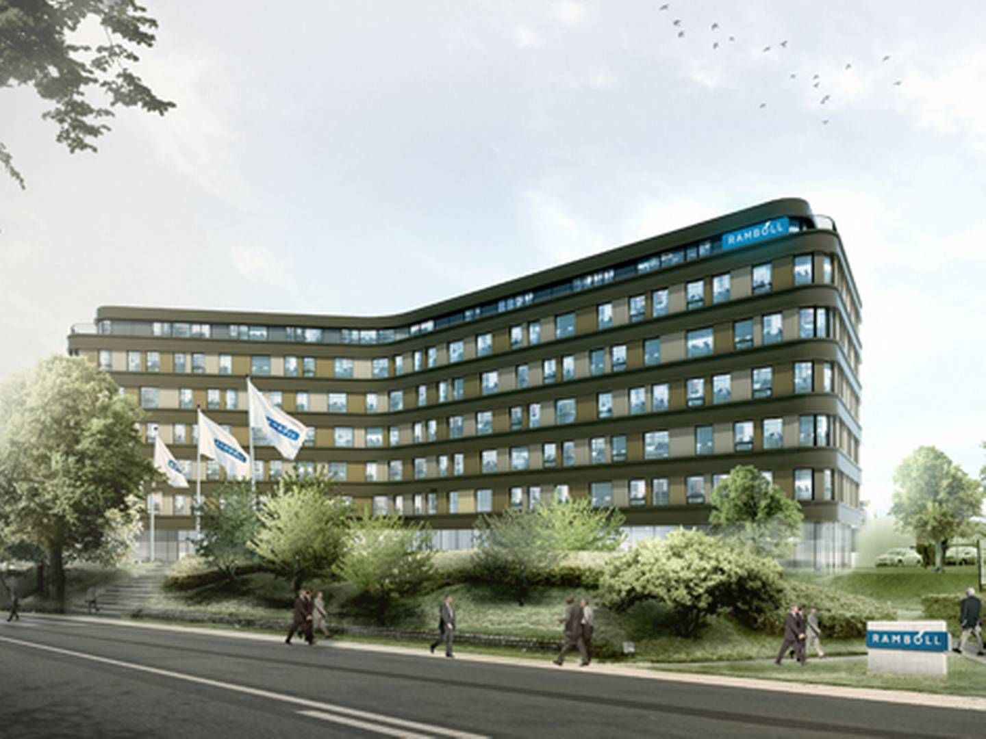 PR-illustration af Rambølls hovedkvarter i Esbjerg, som kommer til at ligge tæt på de nye almene boliger. | Foto: Transform Arkitekter og Pluskontoret Arkitekter