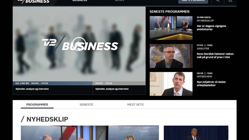Foto: Screenshot fra business.tv2.dk
