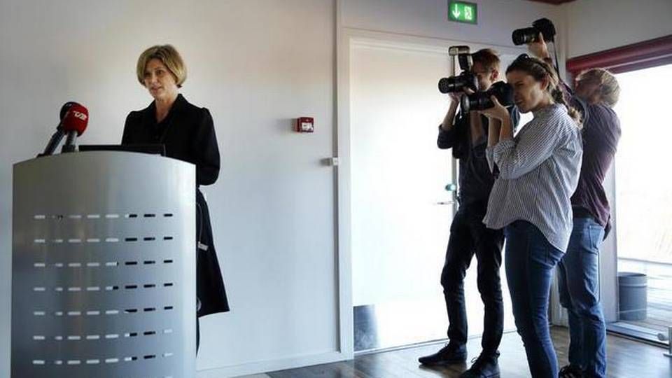 Mette Maix, Berlingske Medias adm. direktør, da hun præsenterede BTMX-fusionen 11. november. | Foto: Jens Dresling/Polfoto