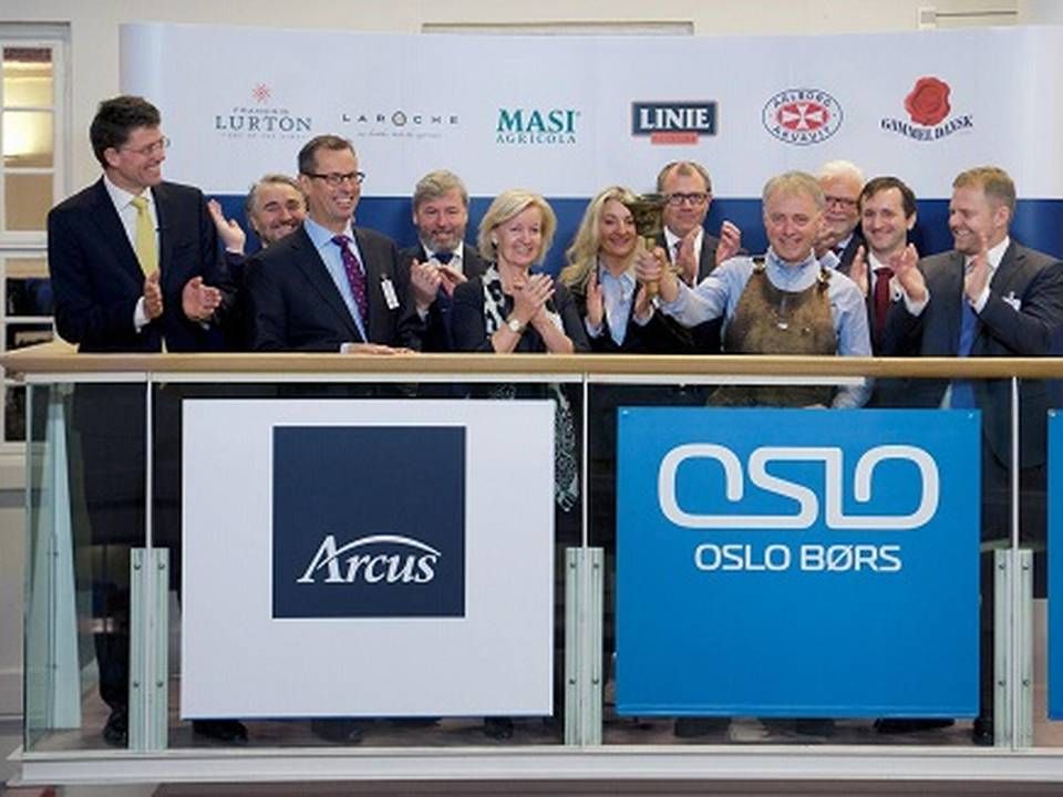 Humøret var højt, da Arcus blev børsnoteret på Oslo Børs 1. december. Det var svenske Ratos, der i sin tid sendte Arcus mod børsen, og hentede 775 mio. norske kr. hjem på noteringsdagen. | Foto: Arcus ASA.