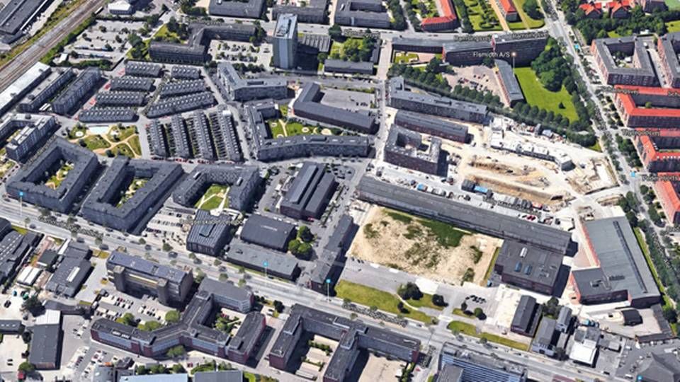 Området Valby Maskinpark, hvor ejendommene løbende bliver udviklet og skifter ejere i disse år. | Foto: Google