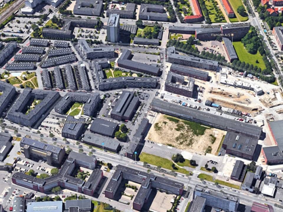Området Valby Maskinpark, hvor ejendommene løbende bliver udviklet og skifter ejere i disse år. | Foto: Google