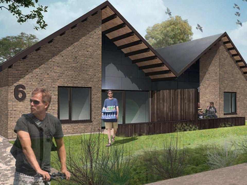 Sådan kan Lejerbos nye almene boliger i dobbelthuse komme til at se ud ifølge visualiseringen fra Rum Arkitekter. | Foto: PR