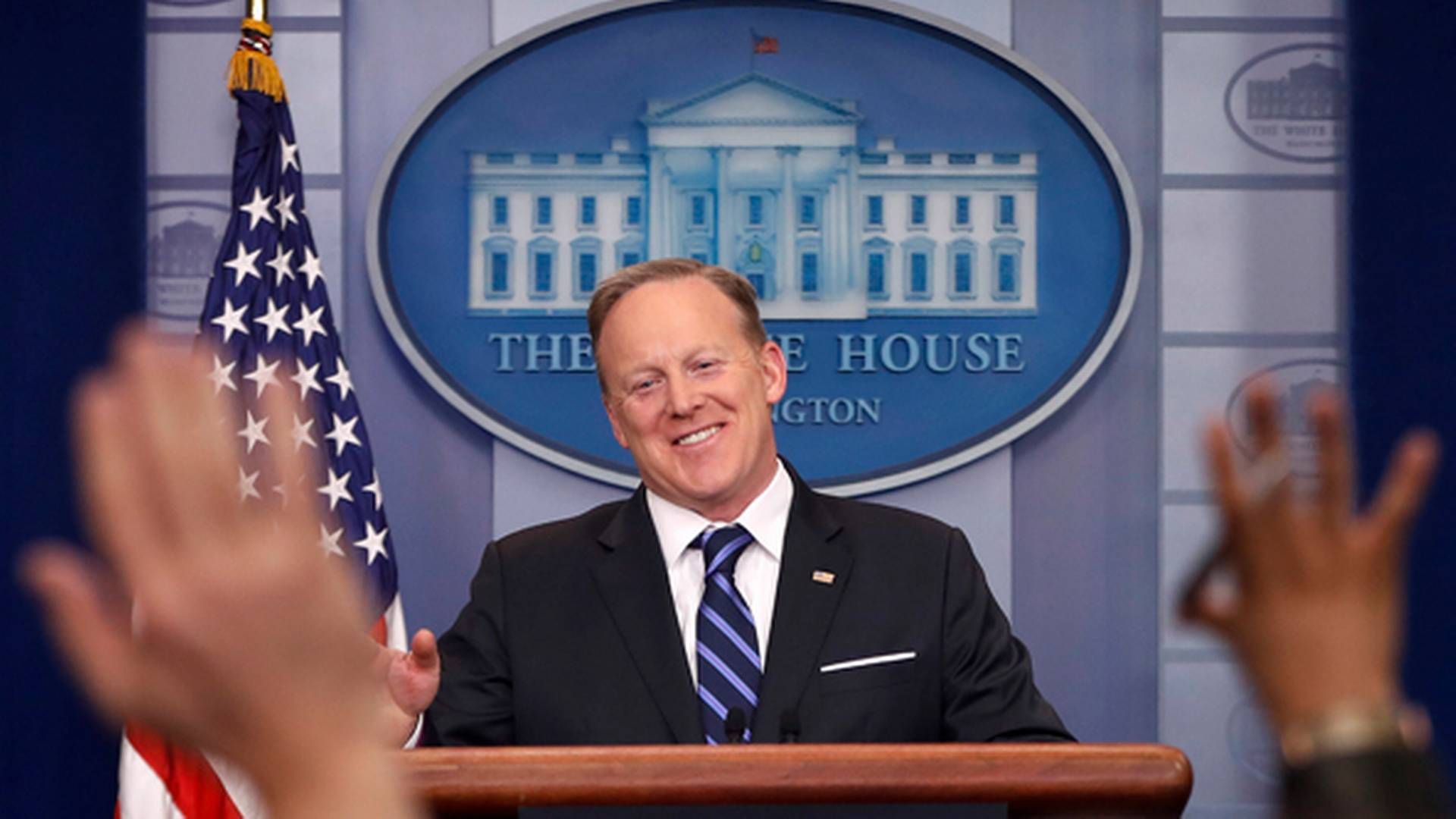 Sean Spicer, pressechef for Det Hvide Hus og kommunikationschef for præsident Donald Trump. | Foto: /ritzau/AP Photo/Pablo Martinez Monsivais