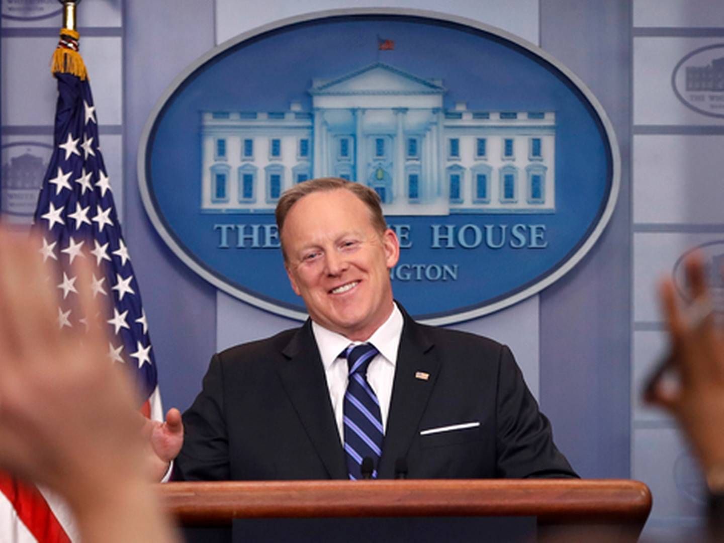 Sean Spicer, pressechef for Det Hvide Hus og kommunikationschef for præsident Donald Trump. | Foto: /ritzau/AP Photo/Pablo Martinez Monsivais