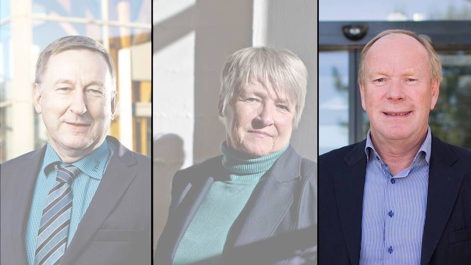 Kurt Jensen, Frøs Sparekasse (tv), Annette Bjaaland Andersen, Finanstilsynet, og Ove Vestergaard, Bankdata (th) har på hvert sit område været toneangivende i flere årtier. De er gået på pension 1. april, og FinansWatch fortæller derfor deres historier i en række interviews. I dag kan du læse om Ove Vestergaard. | Foto: Arkiv: PR og Polfoto/Niels Hougaard