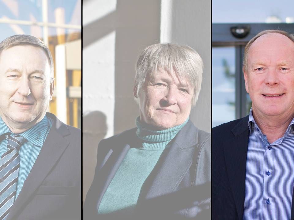 Kurt Jensen, Frøs Sparekasse (tv), Annette Bjaaland Andersen, Finanstilsynet, og Ove Vestergaard, Bankdata (th) har på hvert sit område været toneangivende i flere årtier. De er gået på pension 1. april, og FinansWatch fortæller derfor deres historier i en række interviews. I dag kan du læse om Ove Vestergaard. | Foto: Arkiv: PR og Polfoto/Niels Hougaard