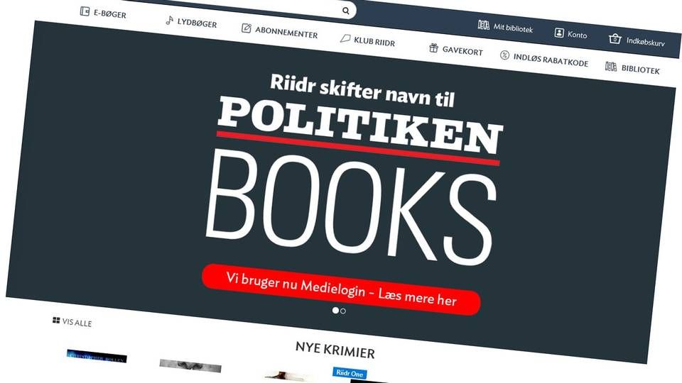 Screenshot af det nye Politiken Books, der hidtil har heddet Riidr.