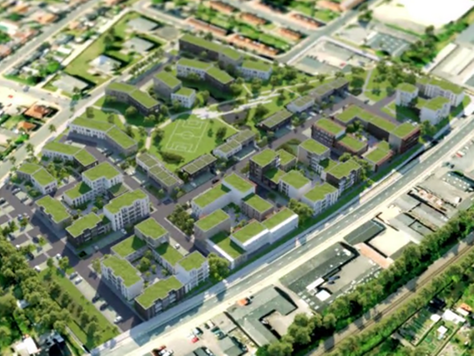 PR-illustration af det nye byområde, Østerlunden. | Foto: Screenshot fra PR-video