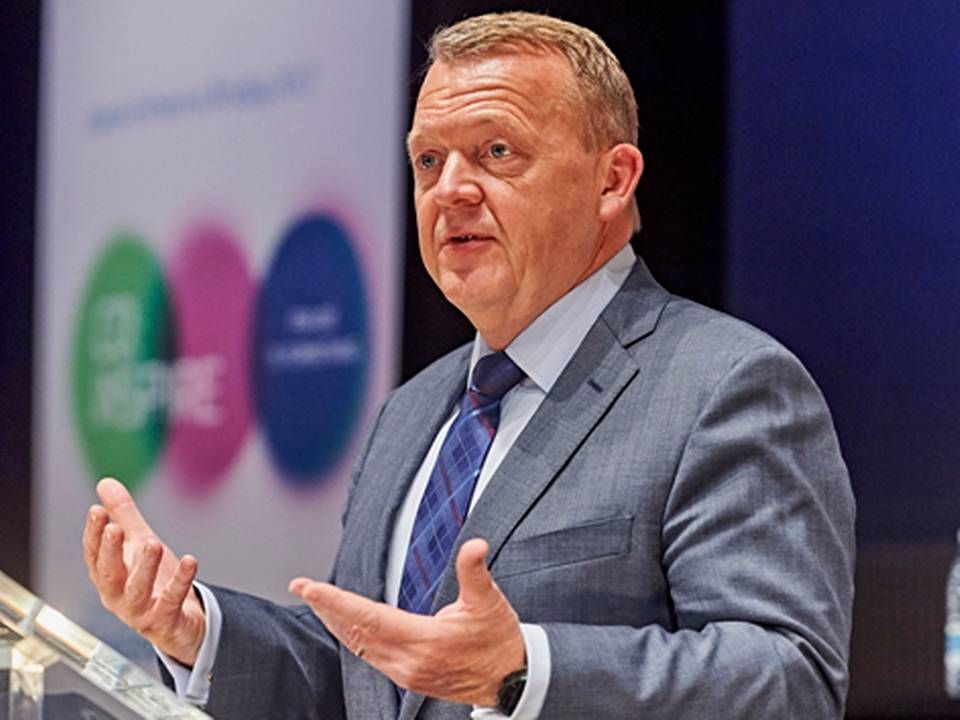 Lars Løkke Rasmussen på scenen til Dansk Erhvervs Årsdags i Øksnehallen i København. | Foto: Dansk Erhverv