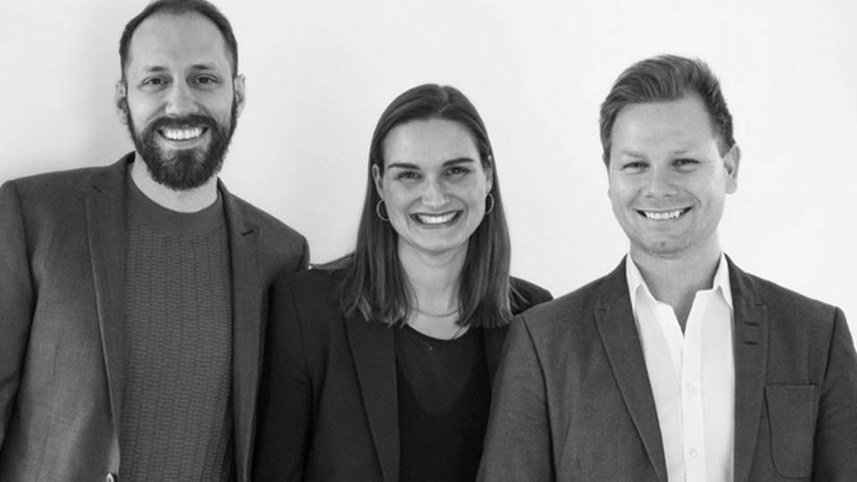 Tre af stifterne bag Worksome er CTO Hans Peter Nielsen (til venstre), CCO Christina Brun Petersen samt COO Mathias Linnemann. | Foto: PR