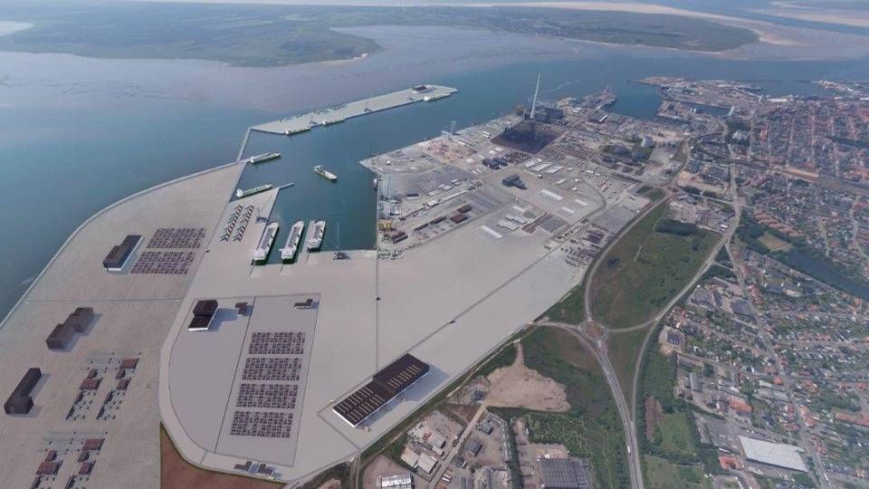 Det foreløbige projektområde for en havneudvidelse i Esbjerg ligger i forlængelse af den eksisterende Østhavn samt i søterritoriet foran, skriver Esbjerg Havn. | Foto: PR-foto: Esbjerg Havn