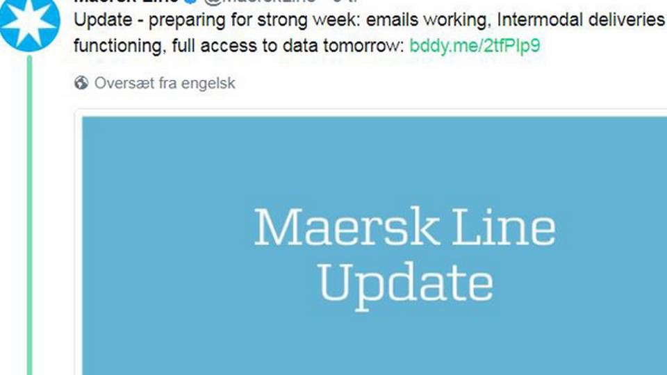 Mærsk ånder lettet op på Twitter.