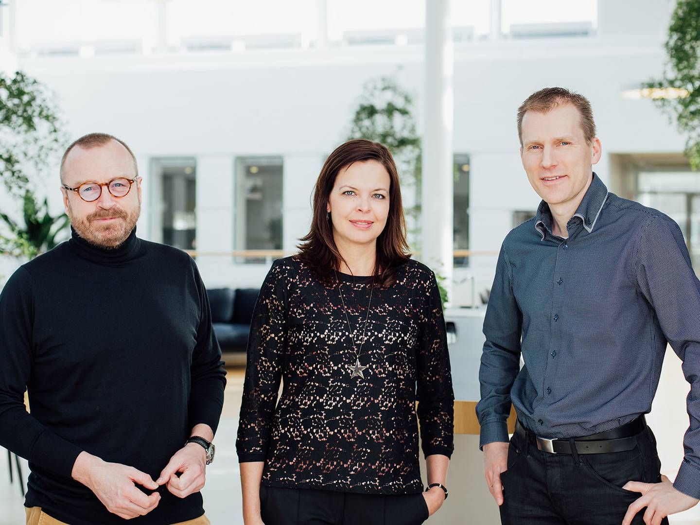 Queue-its stiftere Niels Henrik Sodemann (CEO), Camilla Ley Valentin (CCO) og Martin Pronk (CTO). | Foto: PR/Queue-it