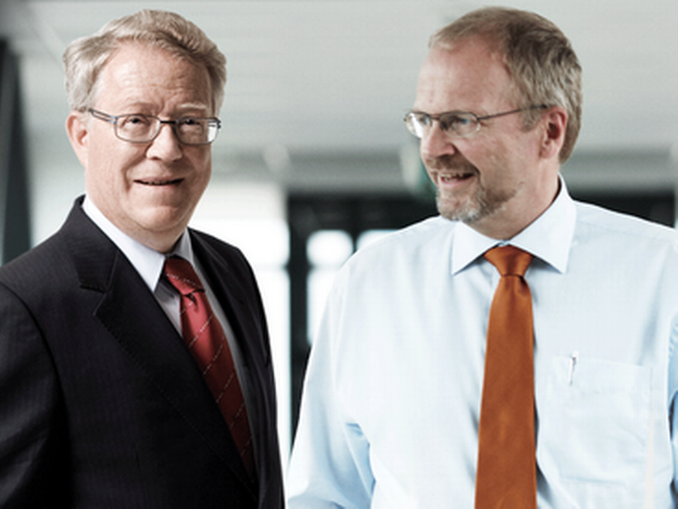 Jan Tøpholm (tv.) og Anders Westermann, der sammen med deres familier ejer Widex. Nu har de investeret i medicoselskabet Cortrium. | Foto: Widex