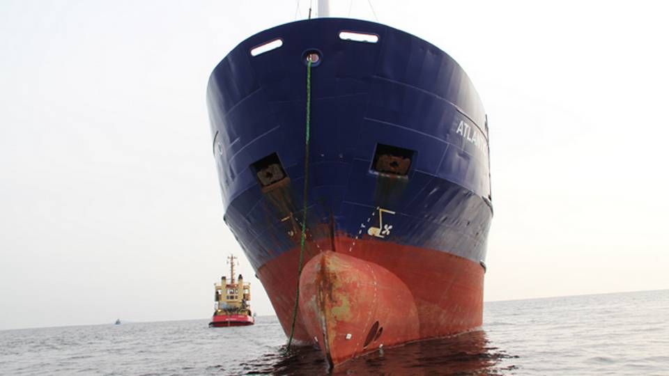 Fragtskibet Atlantic grundstødte lørdag 23. september. Russiske søfolk er under mistanke for at have været stærkt berusede under ulykken. | Foto: Kustbevakningen