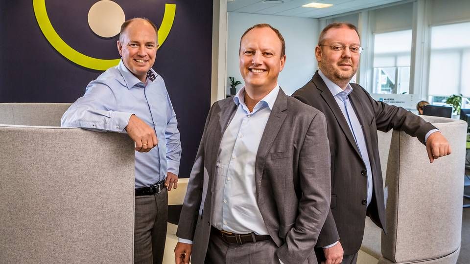Investor og formand Peter Mægbæk, adm. direktør Jakob Ingemann og teknisk direktør Thomas Henrik Meede i it-selskabet Izara. | Foto: PR/IZARA