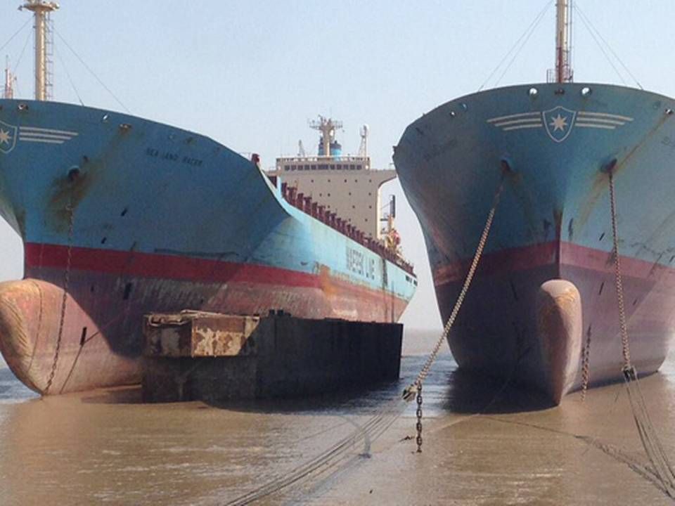 Maersk-skibene Sealand Racer og Sealand Charger er begge blevet ophugget på Shree Ram-værftet. | Foto: Maersk