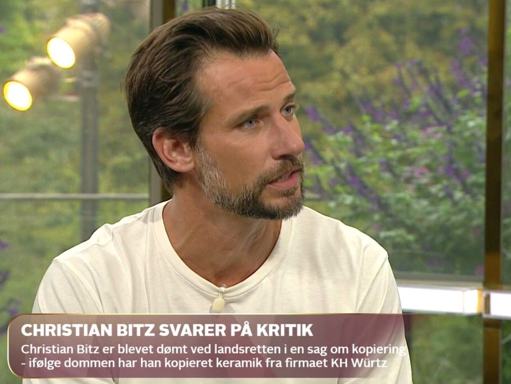 Christian Bitz forsvarer sig selv i Go' Aften Danmark. Kilde: TV2