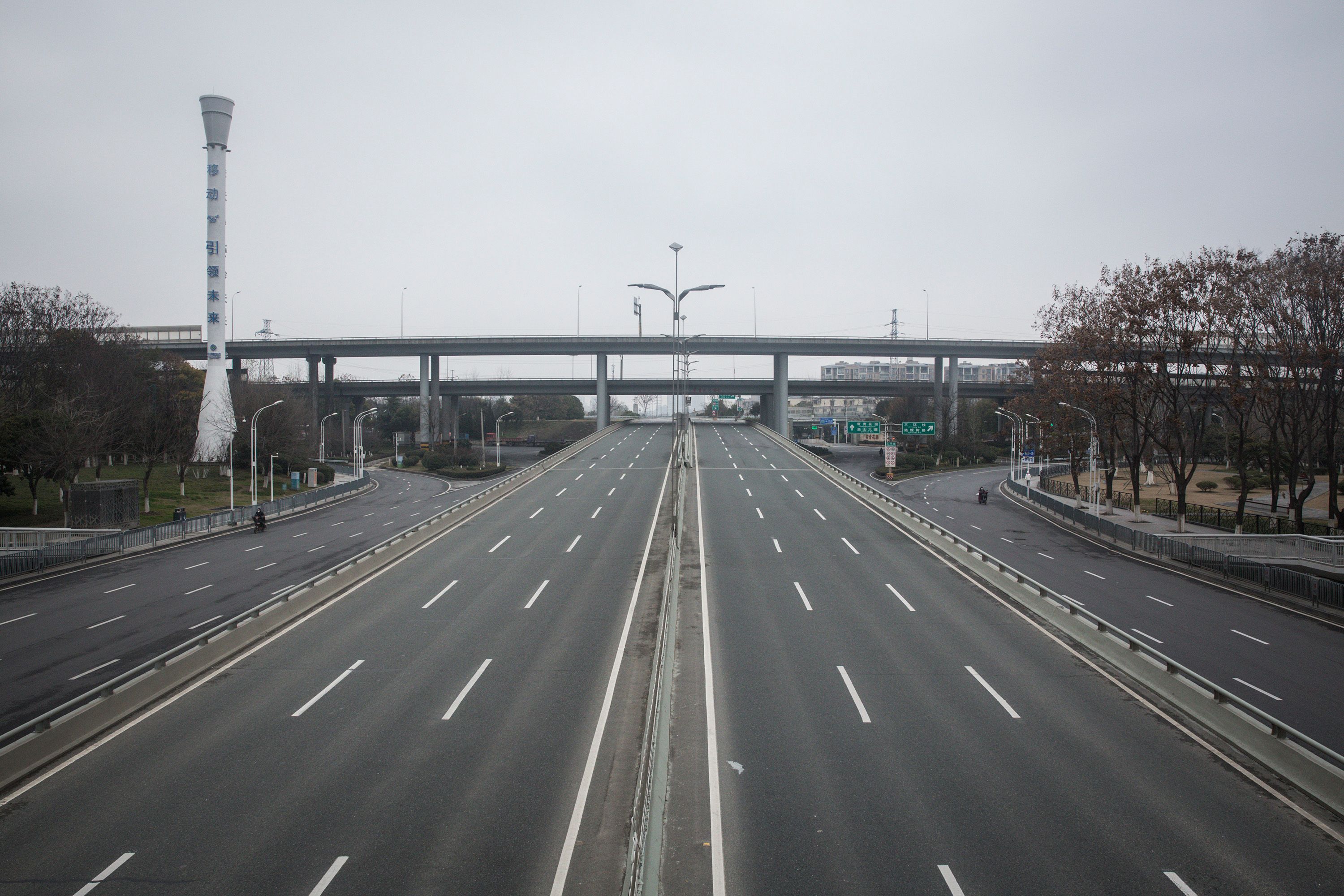 Wuhan, Kina. Vejene er tomme. Foto: Getty Images